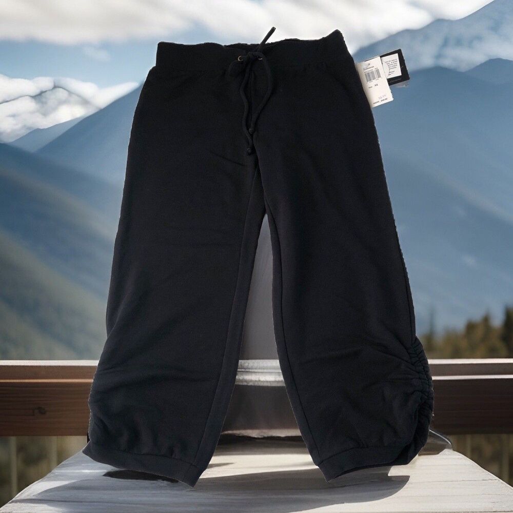 Baby Phat Women’s Ruched Capri Sweatpants Joggers Embroidered Black XS NWT